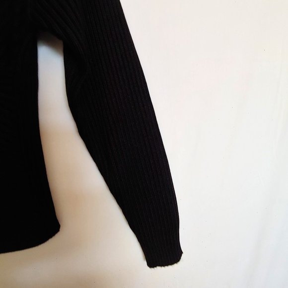 Fay's at Mira sophisticate black wrap thick rib knit long sleeve sweater size XL - Picture 4 of 12